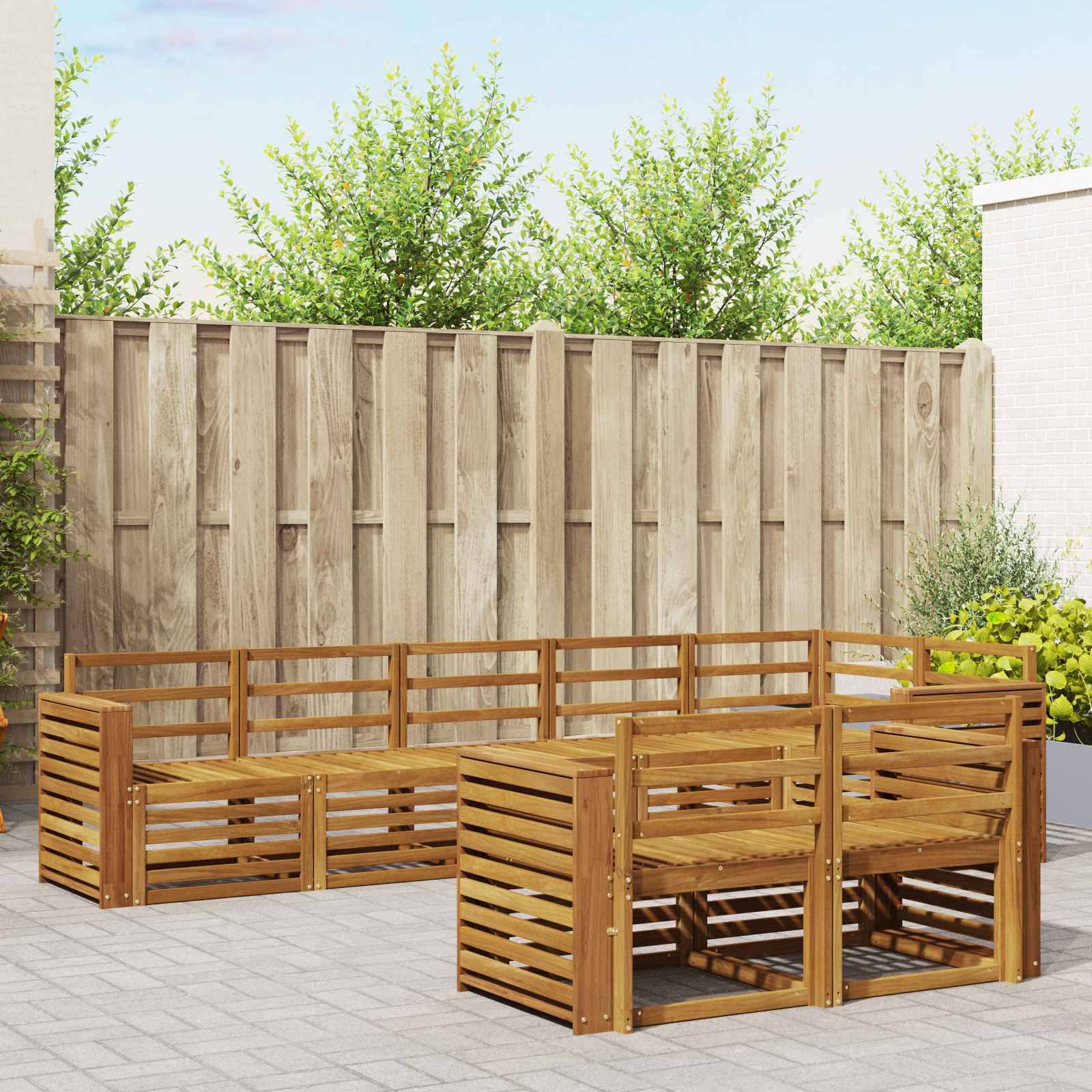 vidaXL Sofagarnituren 8 pcs Natur Massivholz Akazie