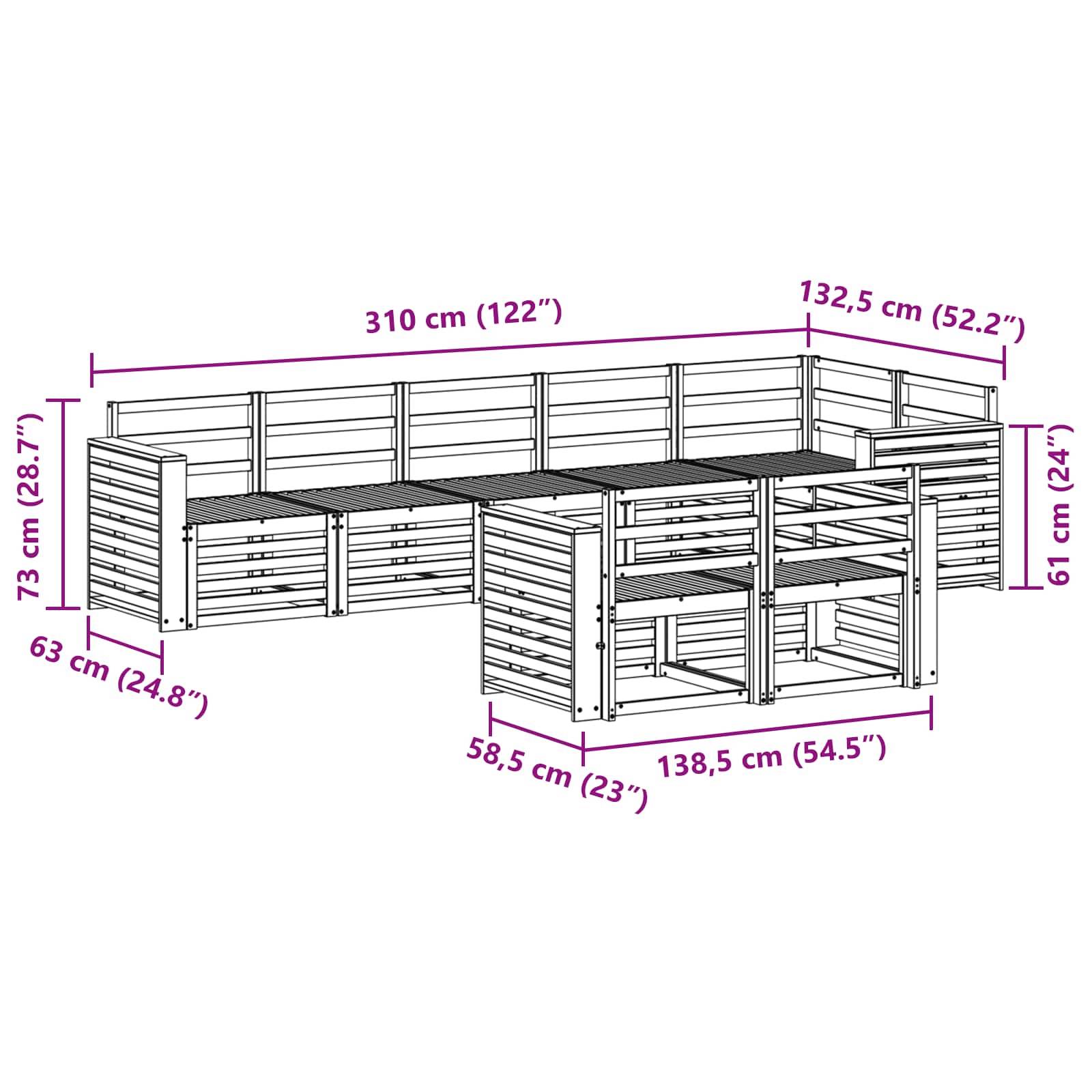 vidaXL Sofagarnituren 8 pcs Natur Massivholz Akazie