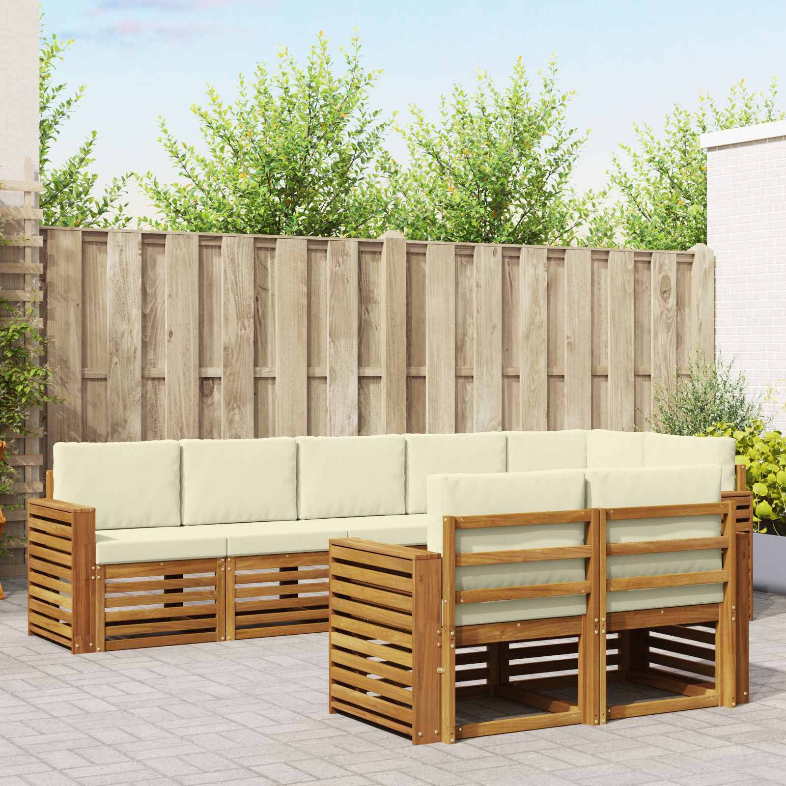 vidaXL Sofagarnituren 8 pcs Natur und Creme Massivholz Akazie