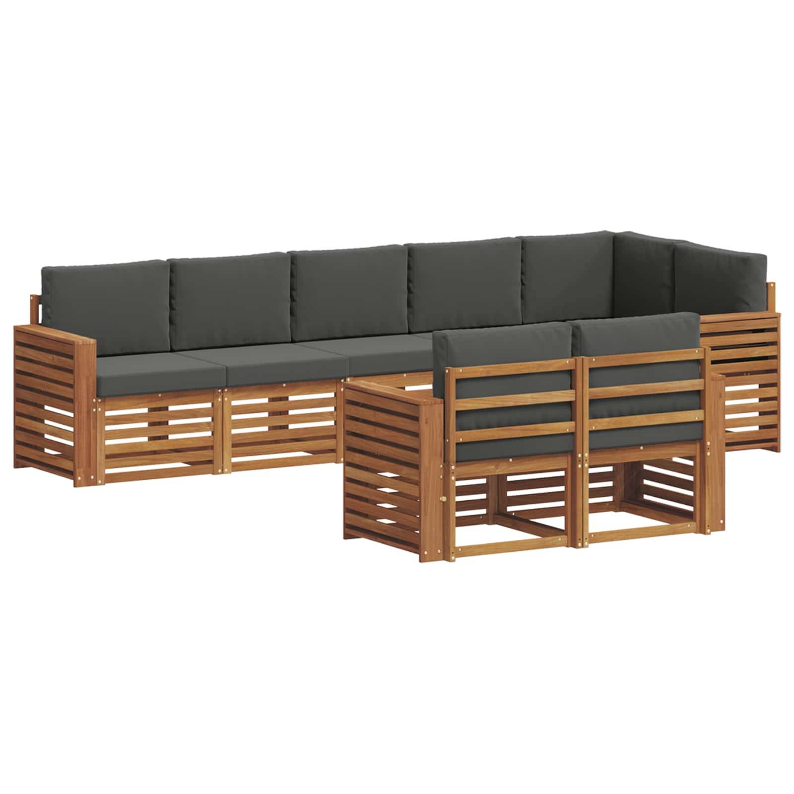 vidaXL Sofagarnituren 8 pcs Natur und Anthrazit Massivholz Akazie