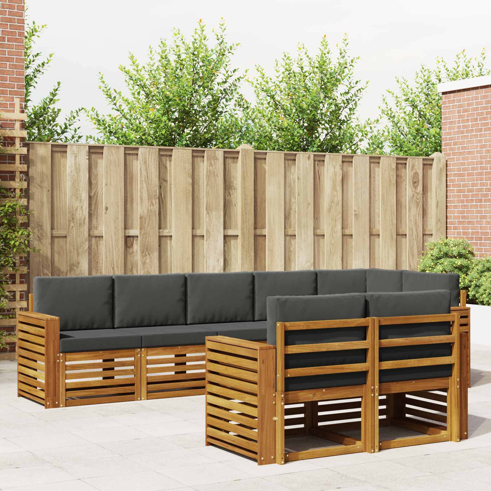 vidaXL Sofagarnituren 8 pcs Natur und Anthrazit Massivholz Akazie