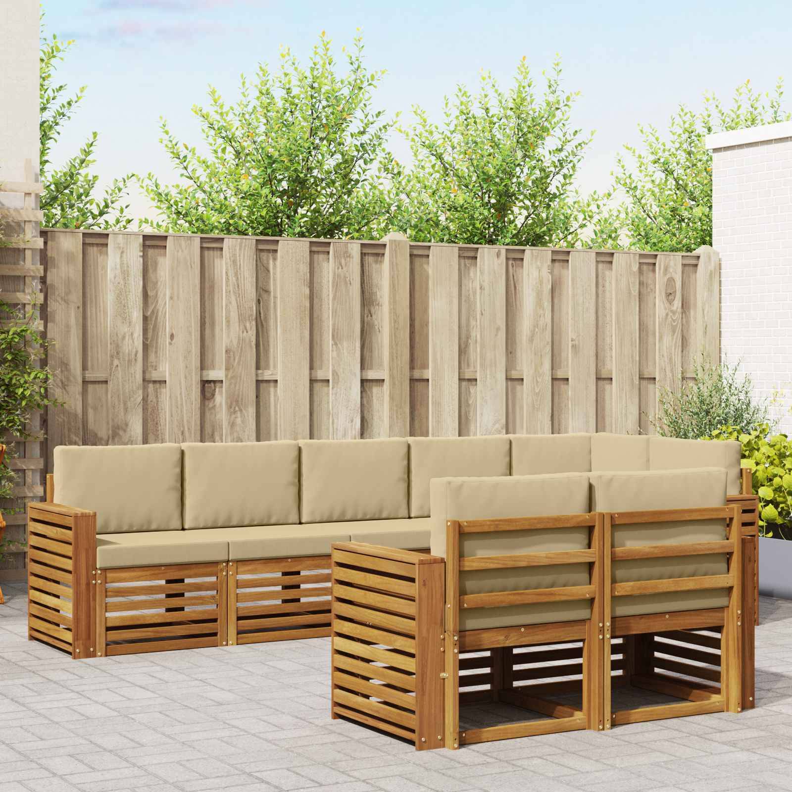 vidaXL Sofagarnituren 8 pcs Natur und Beige Massivholz Akazie