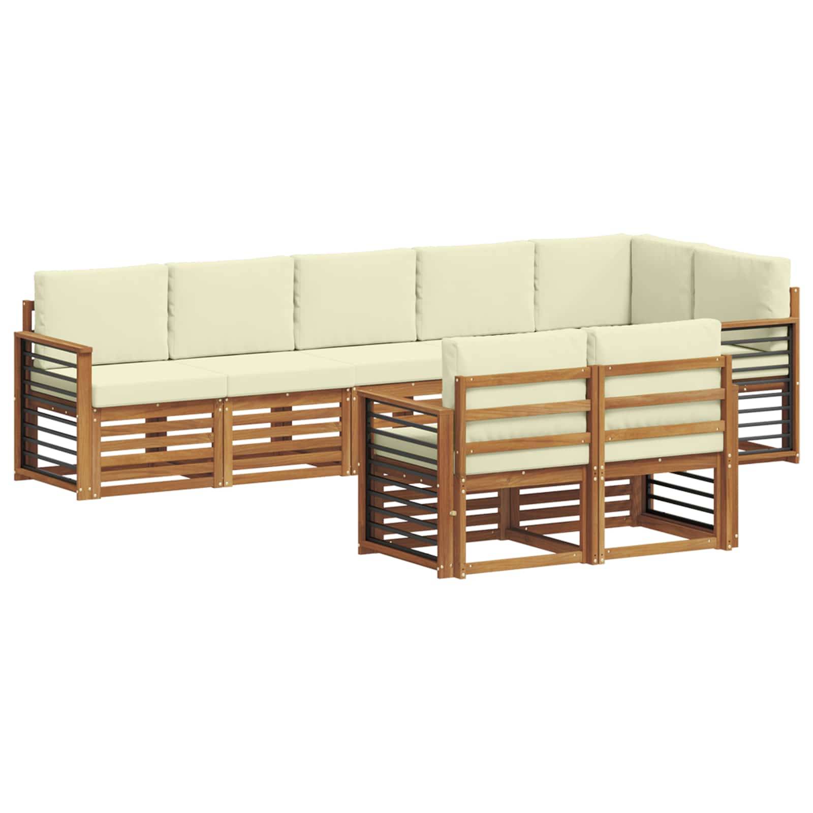 vidaXL Sofagarnituren 8 pcs Natur und Creme Massivholz Akazie