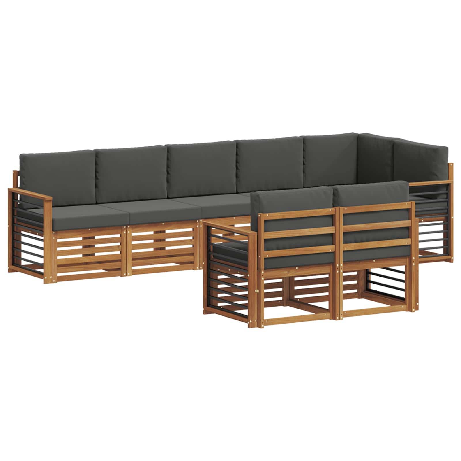 vidaXL Sofagarnituren 8 pcs Natur und Anthrazit Massivholz Akazie