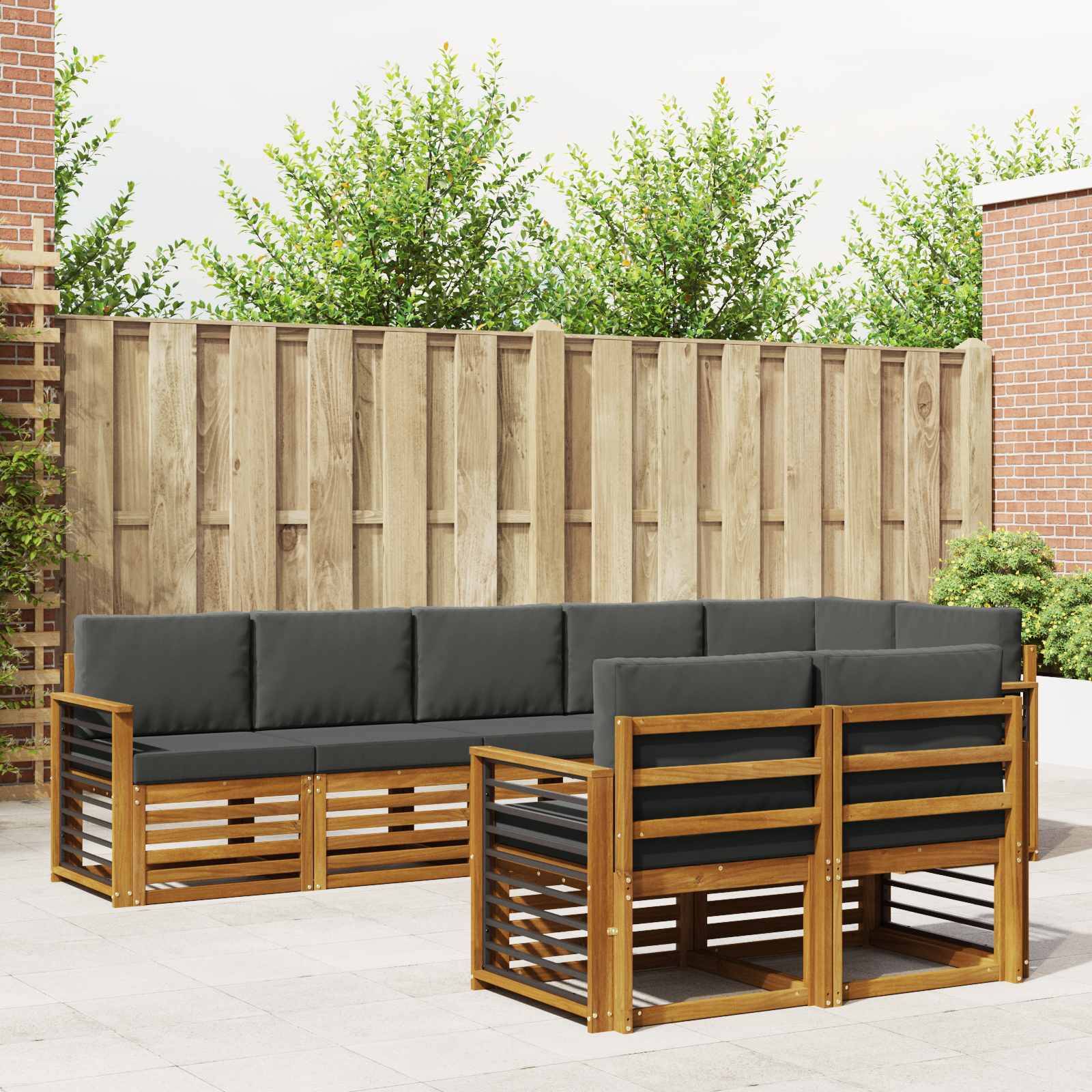 vidaXL Sofagarnituren 8 pcs Natur und Anthrazit Massivholz Akazie