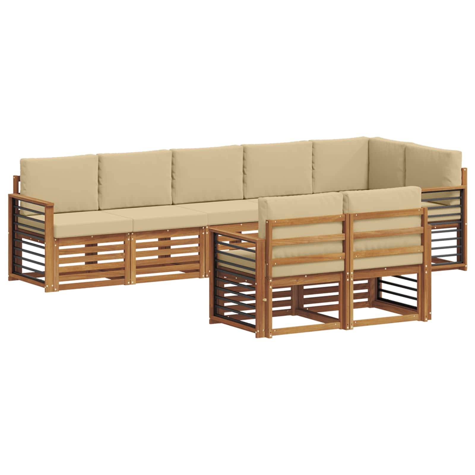 vidaXL Sofagarnituren 8 pcs Natur und Beige Massivholz Akazie