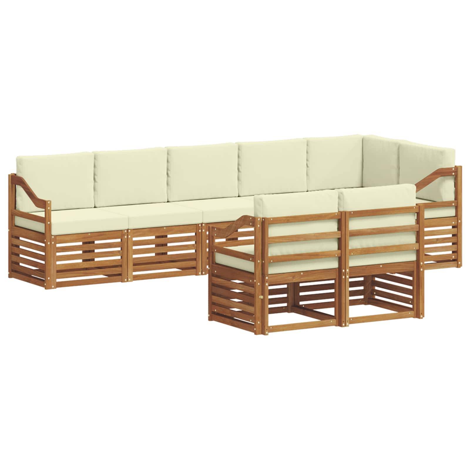 vidaXL Sofagarnituren 8 pcs Natur und Creme Massivholz Akazie