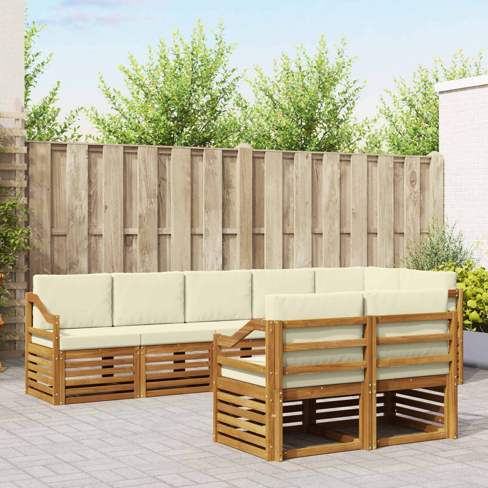 vidaXL Sofagarnituren 8 pcs Natur und Creme Massivholz Akazie