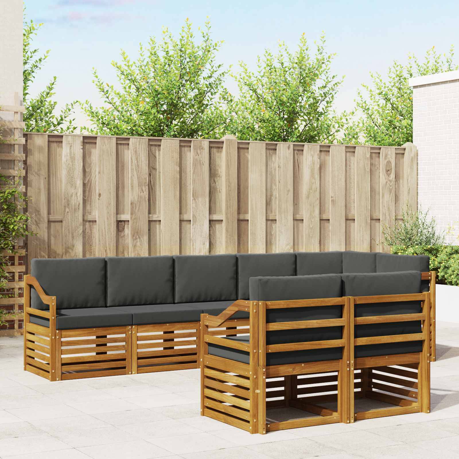vidaXL Sofagarnituren 8 pcs Natur und Anthrazit Massivholz Akazie