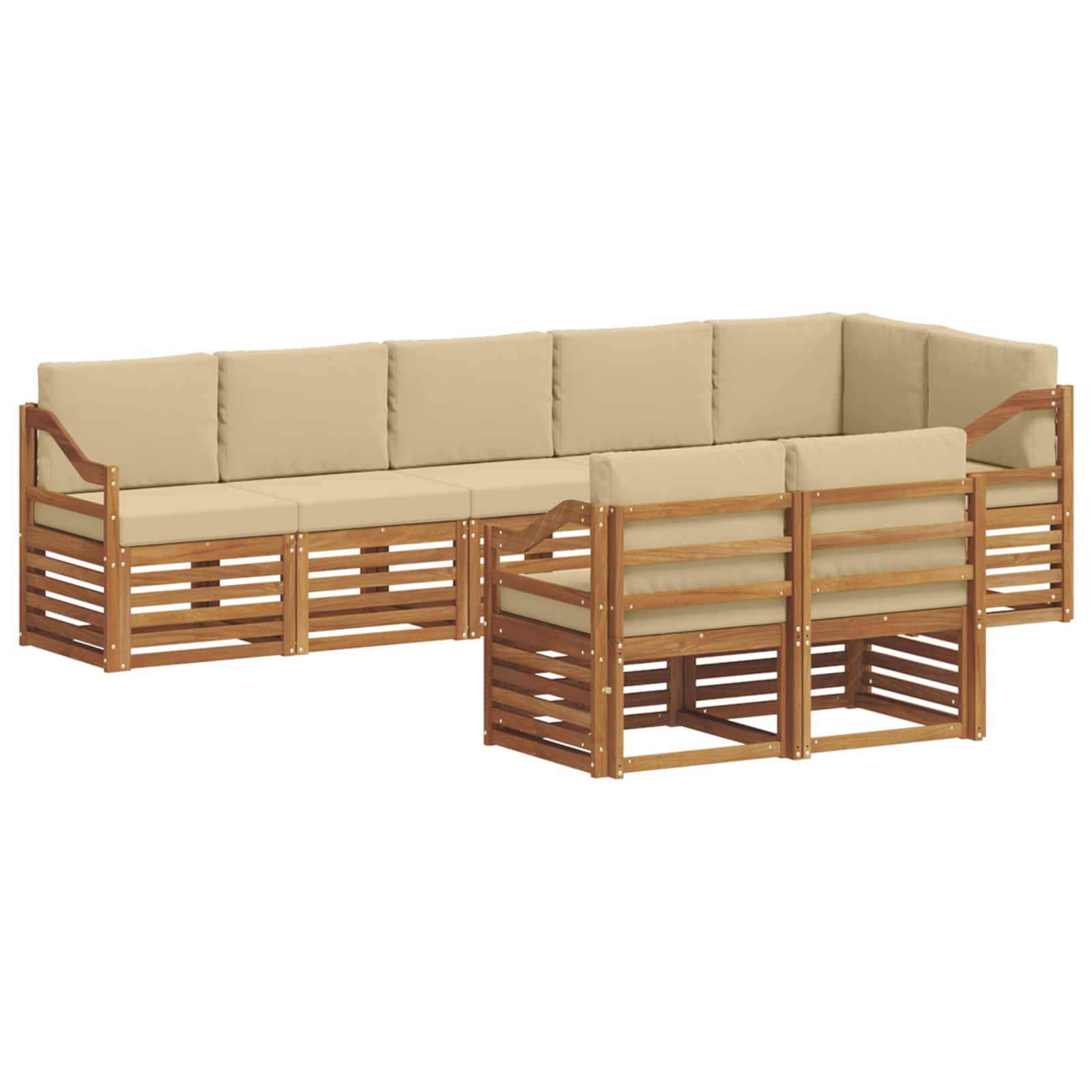 vidaXL Sofagarnituren 8 pcs Natur und Beige Massivholz Akazie