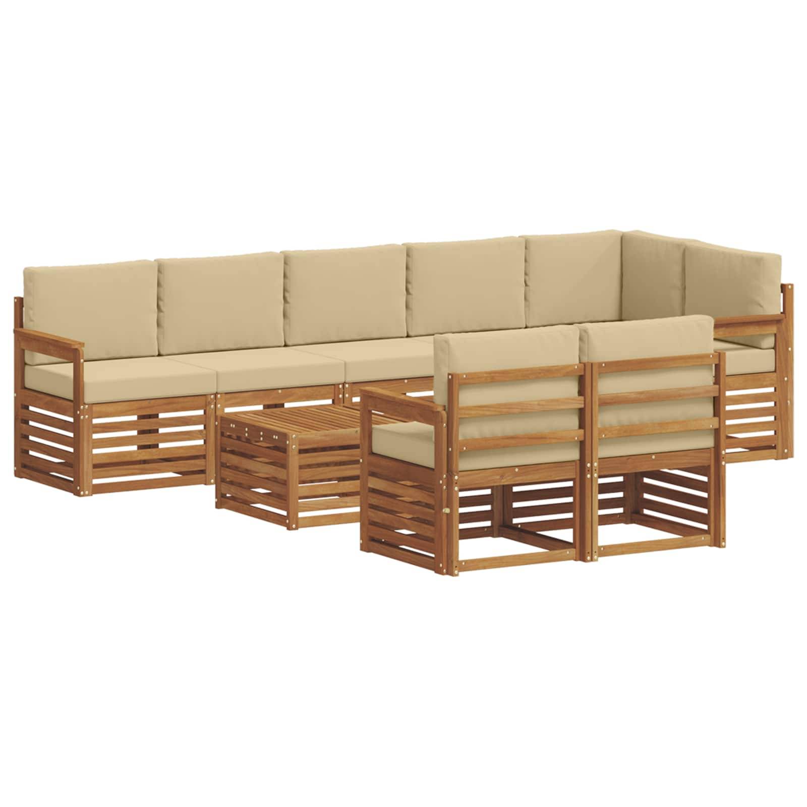 vidaXL Sofagarnituren 9 pcs Natur und Beige Massivholz Akazie