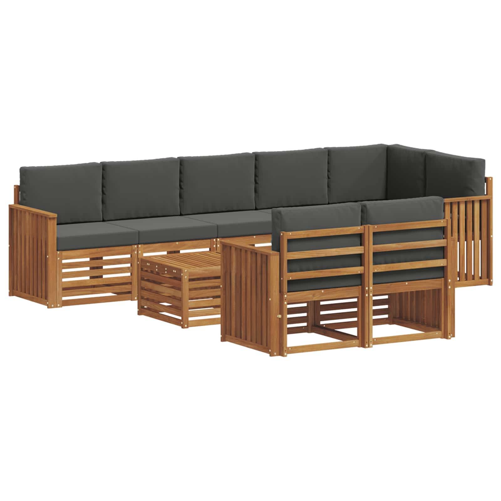 vidaXL Sofagarnituren 9 pcs Natur und Anthrazit Massivholz Akazie