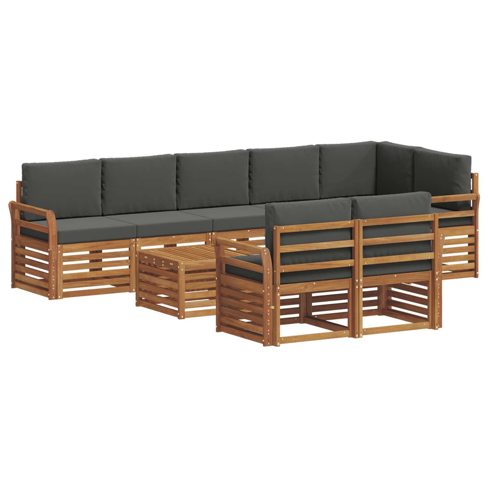 vidaXL Sofagarnituren 9 pcs Natur und Anthrazit Massivholz Akazie