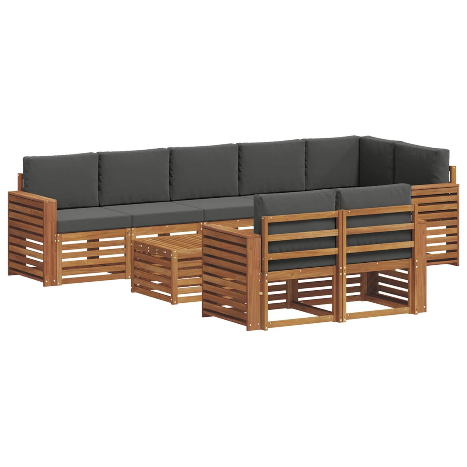 vidaXL Sofagarnituren 9 pcs Natur und Anthrazit Massivholz Akazie