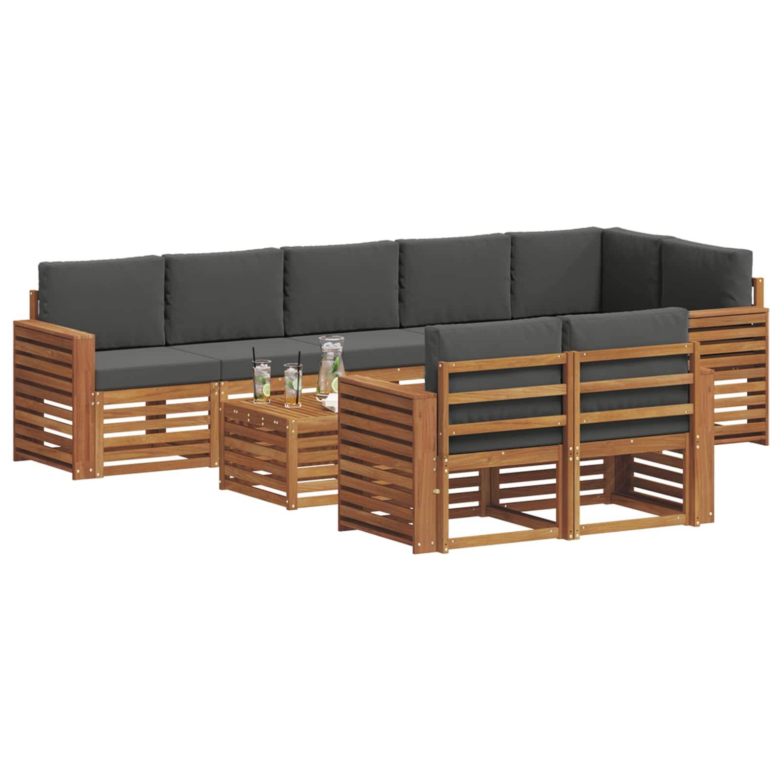 vidaXL Sofagarnituren 9 pcs Natur und Anthrazit Massivholz Akazie