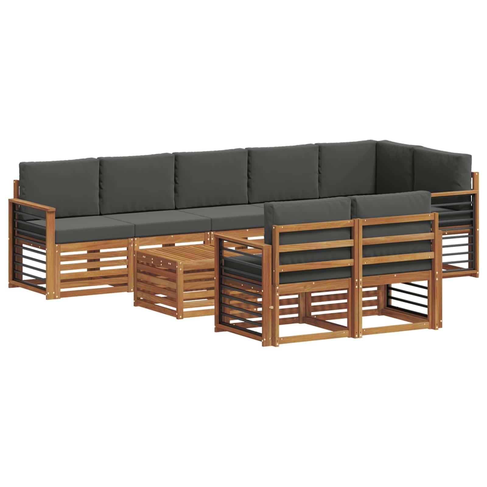 vidaXL Sofagarnituren 9 pcs Natur und Anthrazit Massivholz Akazie