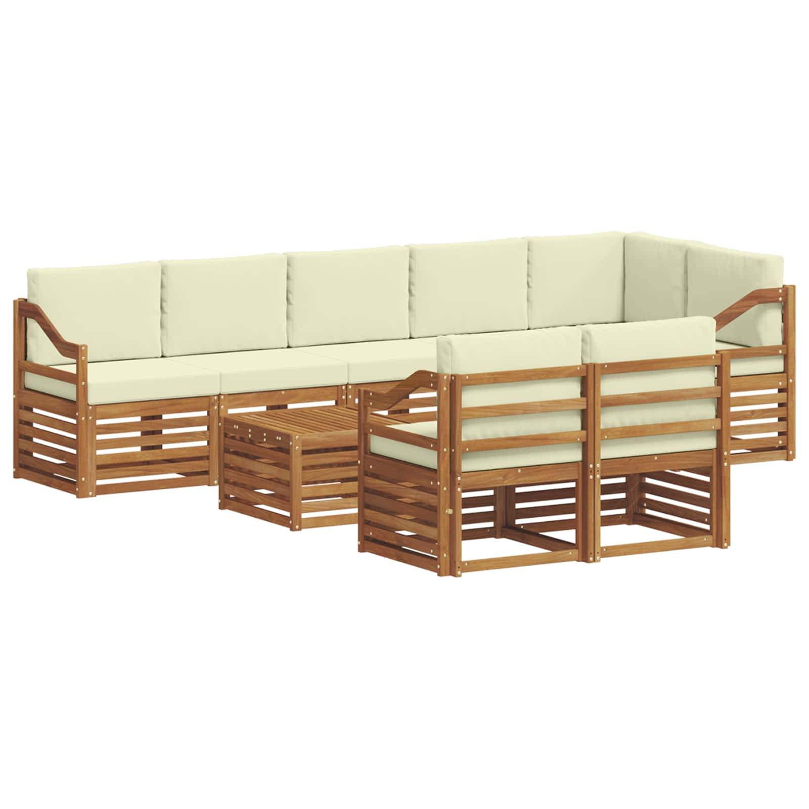 vidaXL Sofagarnituren 9 pcs Natur und Creme Massivholz Akazie