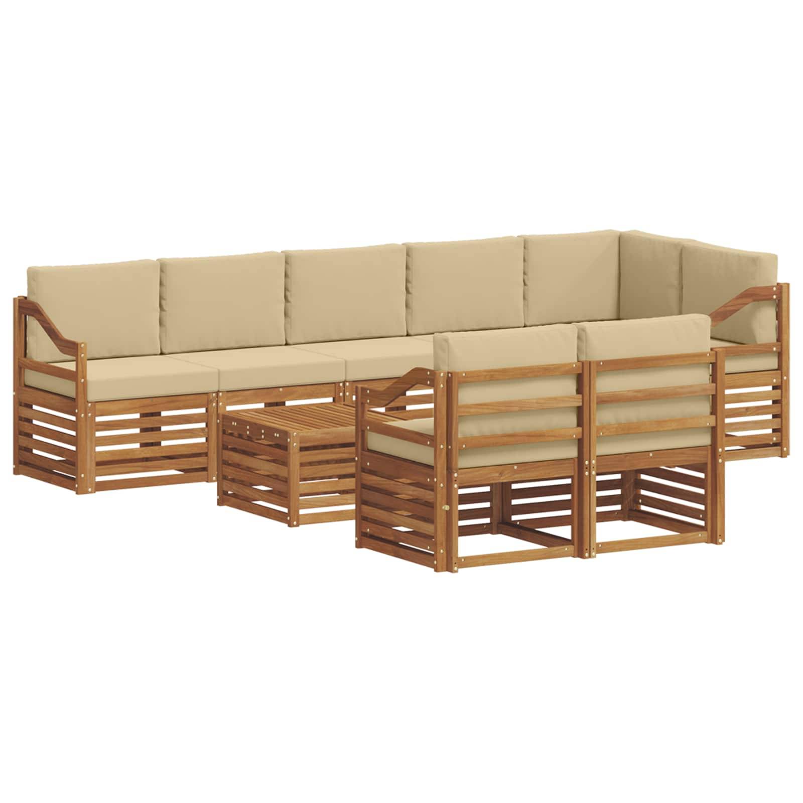 vidaXL Sofagarnituren 9 pcs Natur und Beige Massivholz Akazie