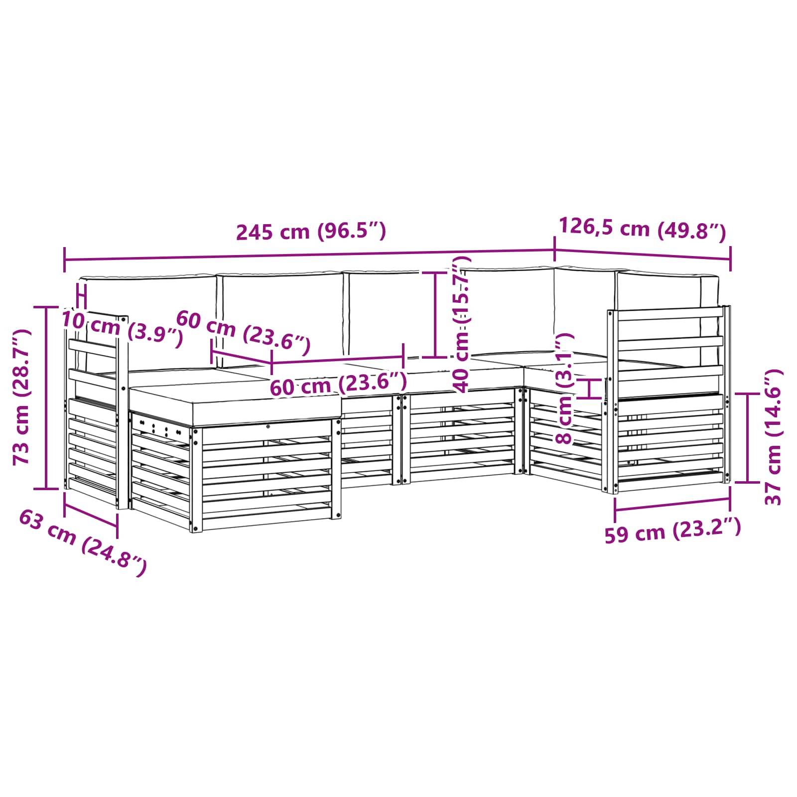 vidaXL Outdoor-Sofagarnitur 6 pcs Weiß und Beige Polyester