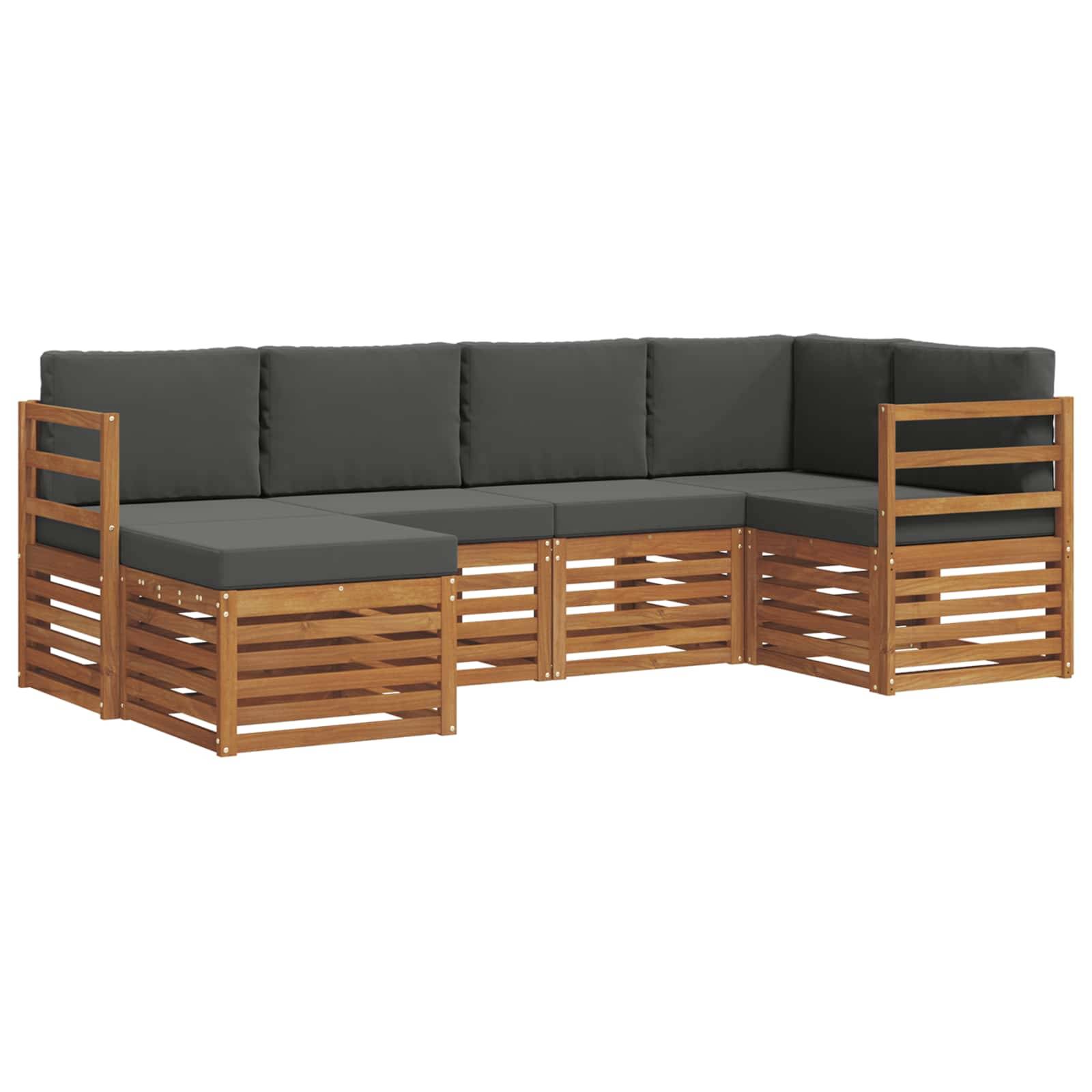 vidaXL Ecksofa Set 6 pcs Natur und Anthrazit Massivholz Akazie