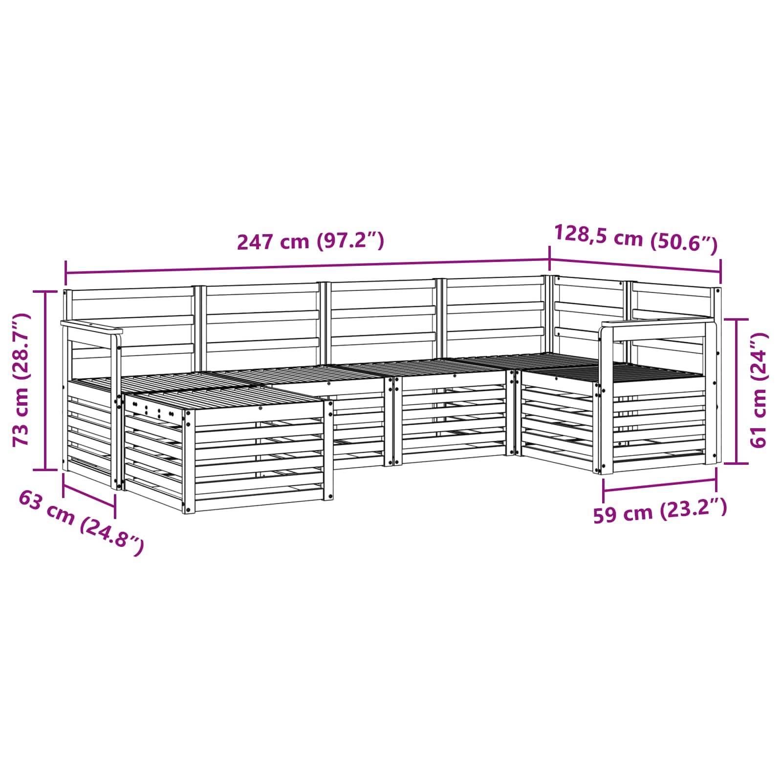 vidaXL Outdoor-Sofagarnitur 6 pcs Weiß Polyester