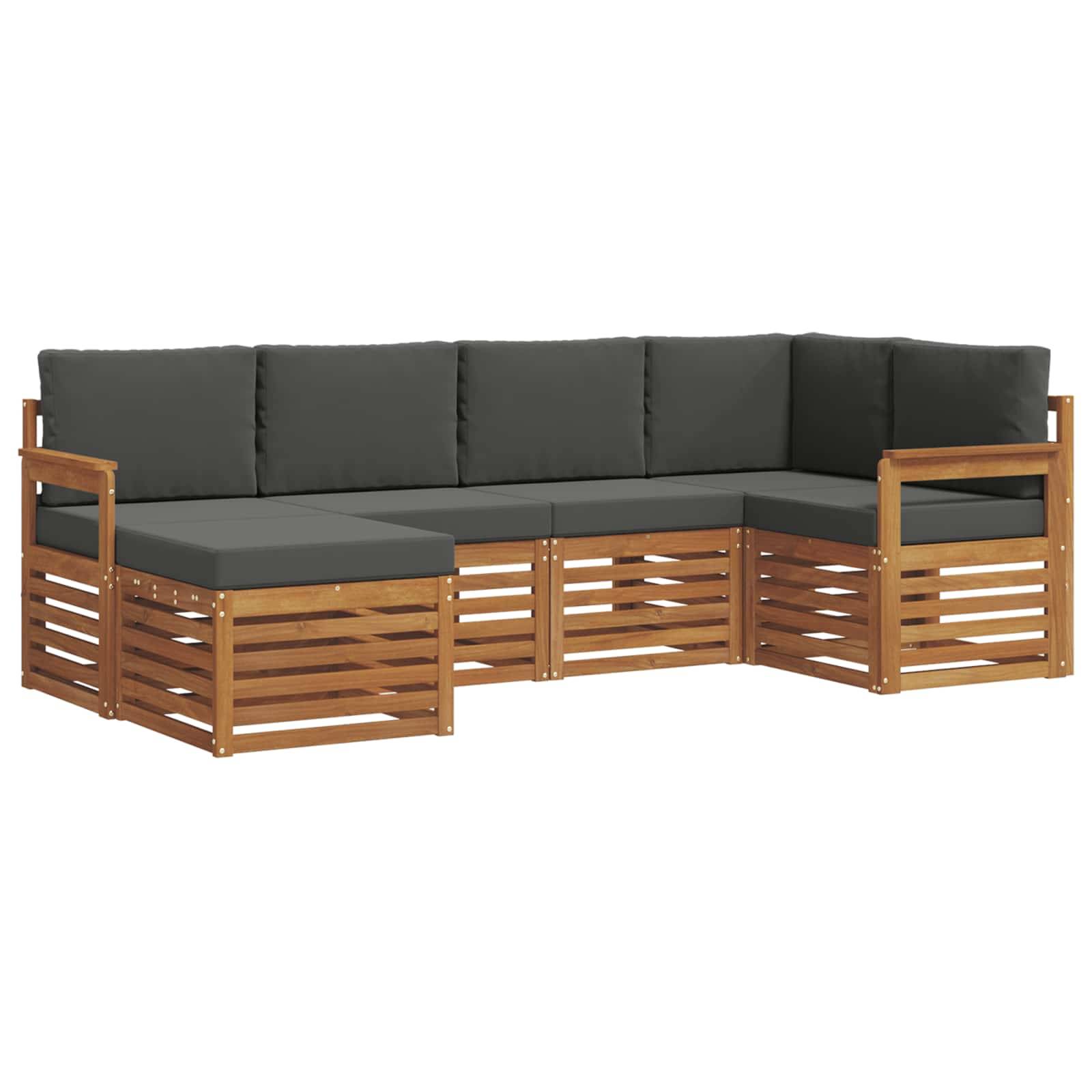 vidaXL Ecksofa Set 6 pcs Natur und Anthrazit Massivholz Akazie