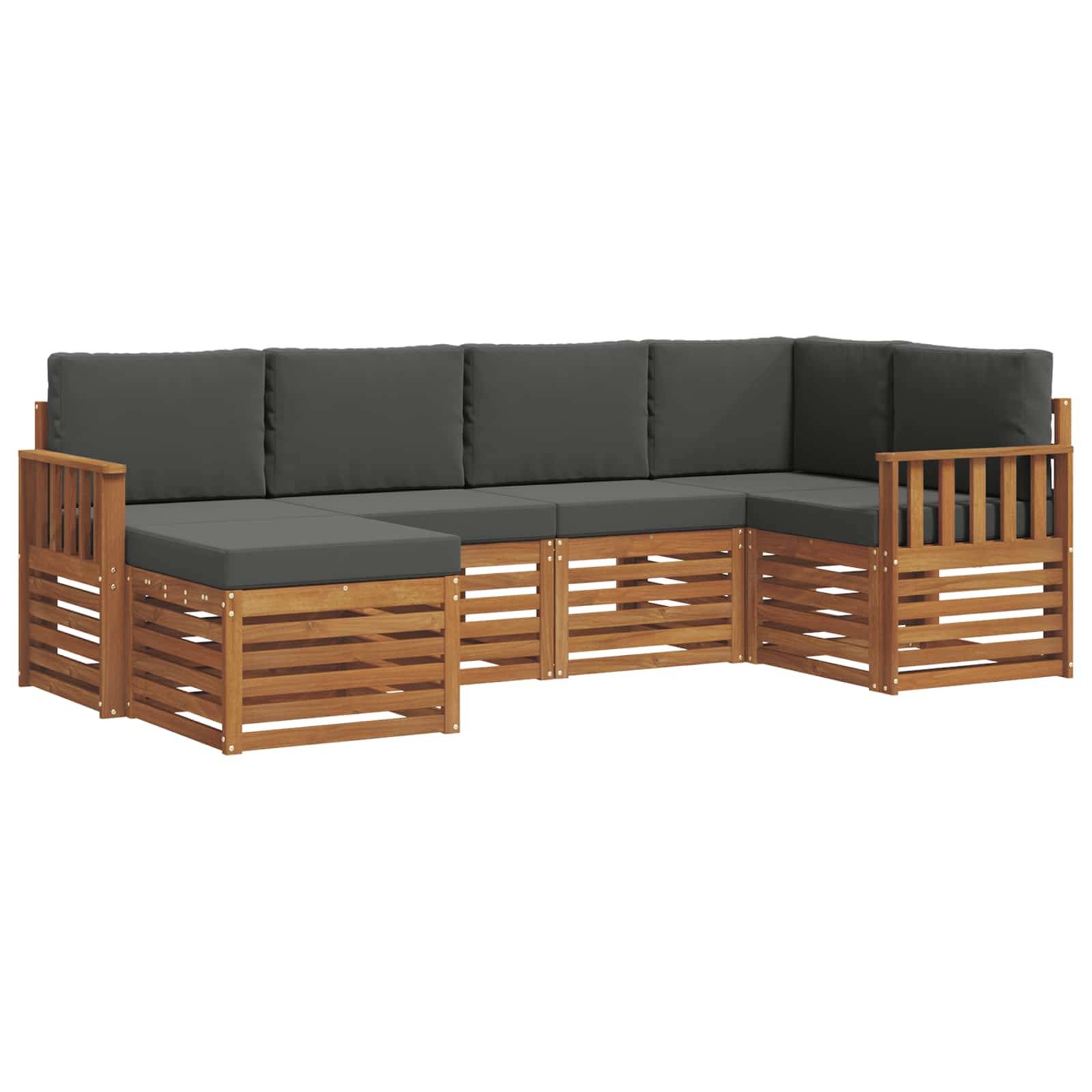vidaXL Ecksofa Set 6 pcs Natur und Anthrazit Massivholz Akazie