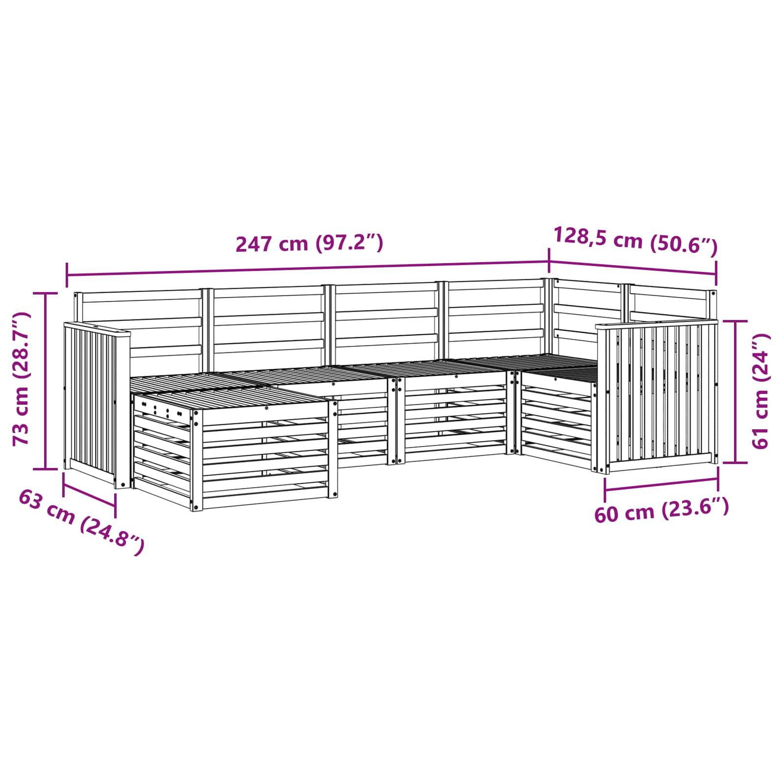 vidaXL Sofagarnituren 6 pcs Natur Massivholz Akazie