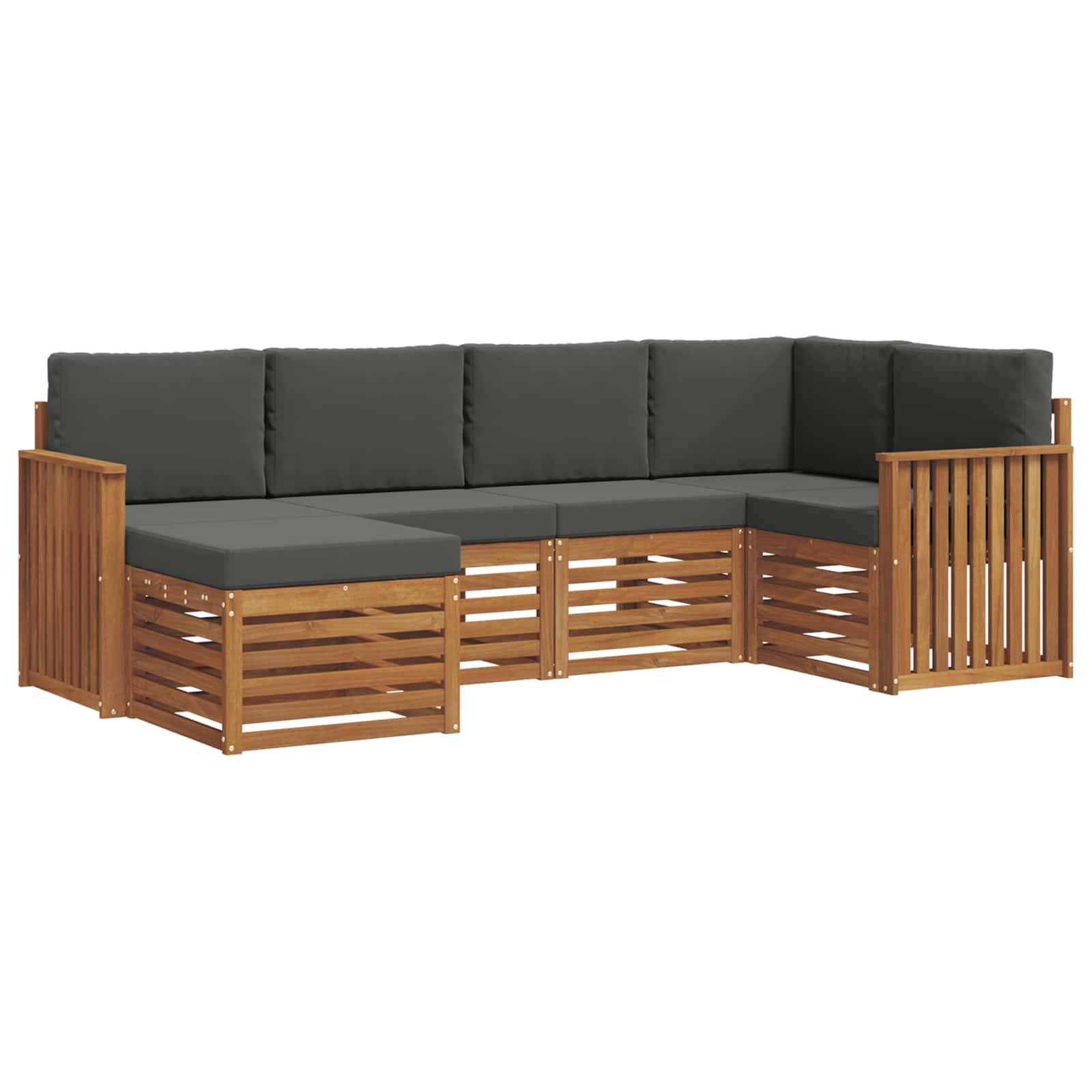 vidaXL Ecksofa Set 6 pcs Natur und Anthrazit Massivholz Akazie