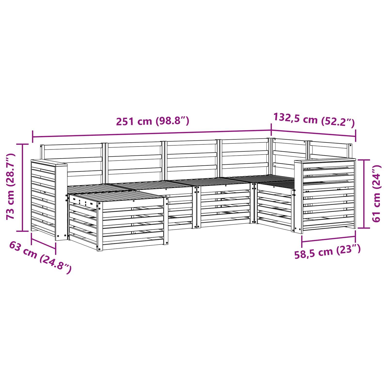 vidaXL Sofagarnituren 6 pcs Natur Massivholz Akazie