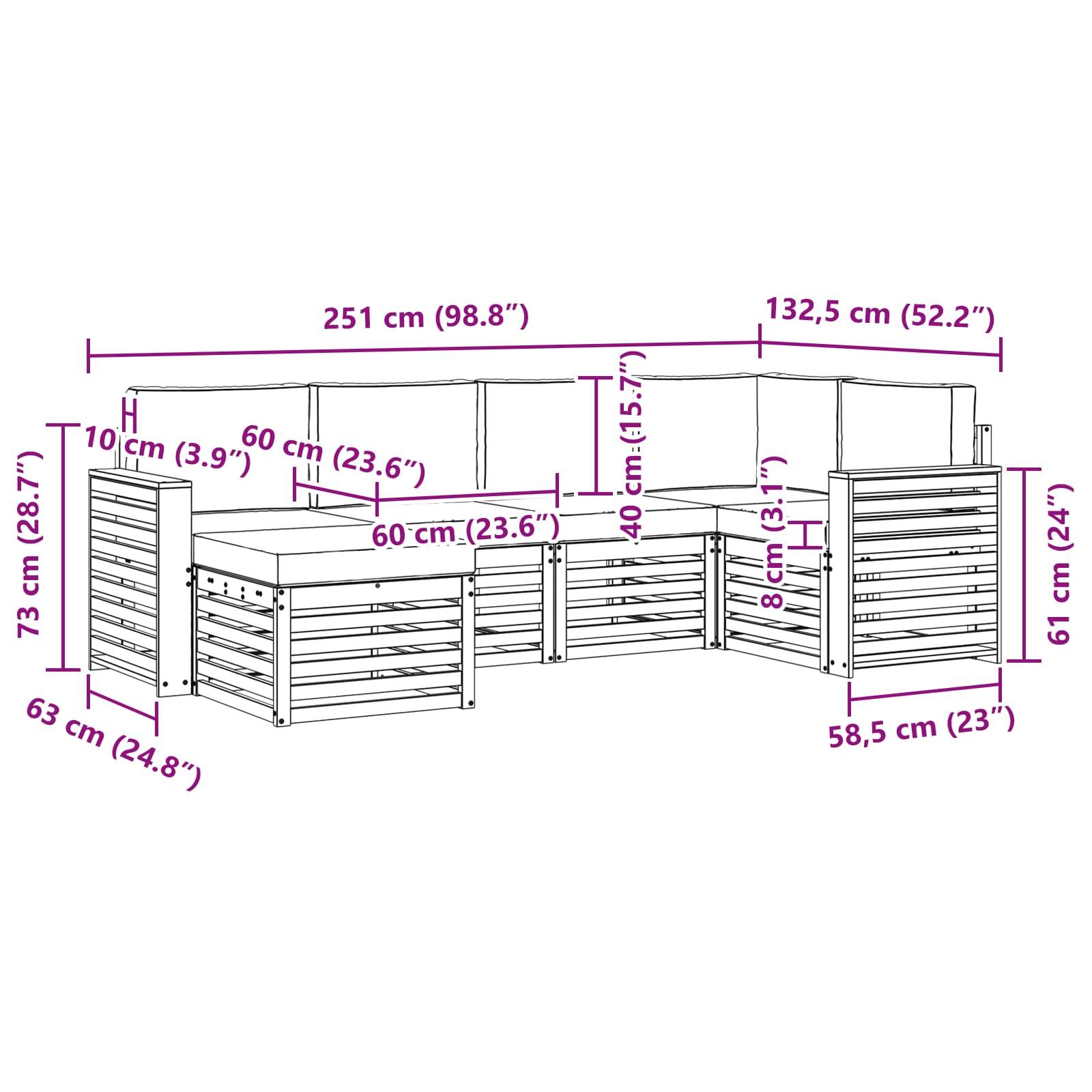 vidaXL Outdoor-Sofagarnitur 6 pcs Weiß und Anthrazit Polyester