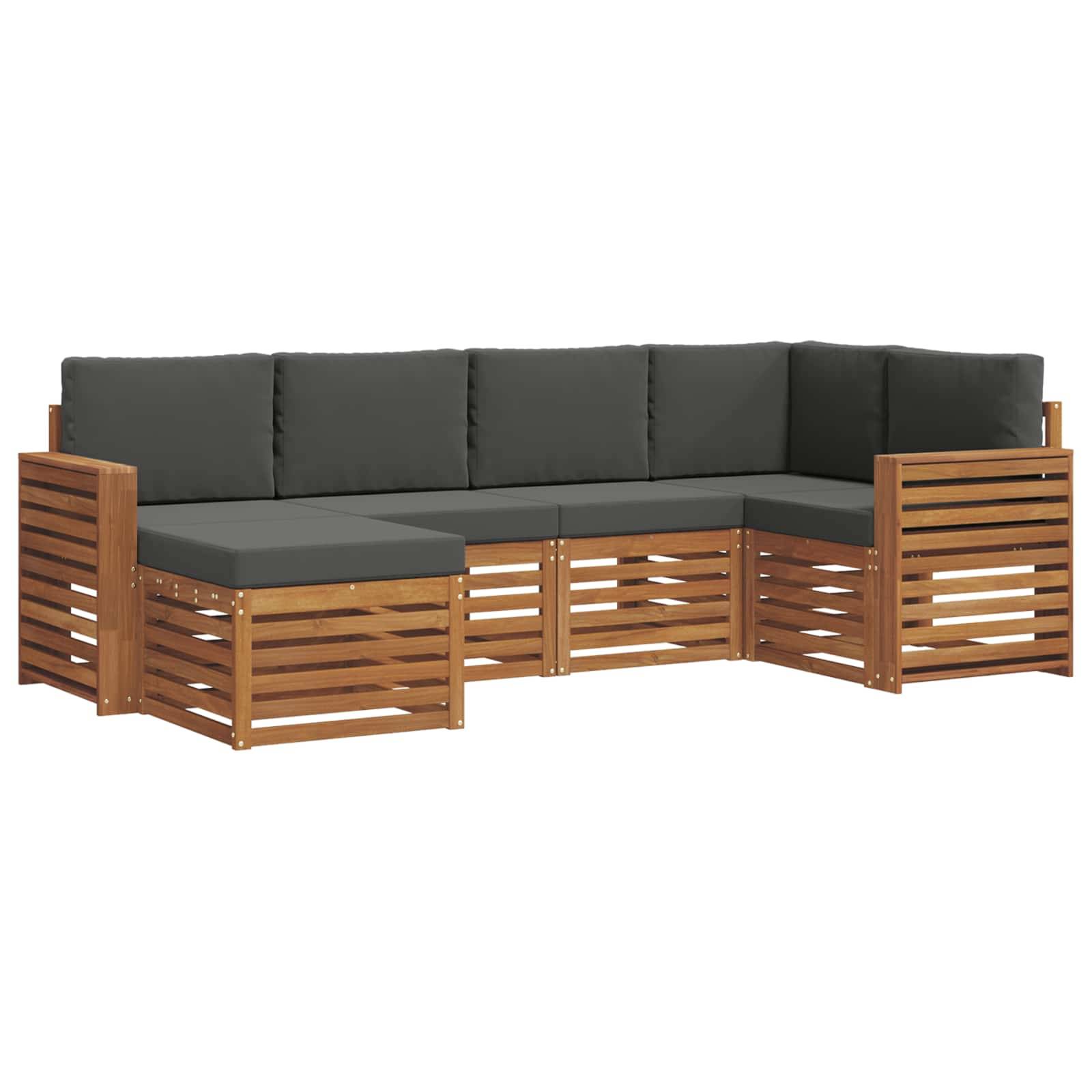 vidaXL Ecksofa Set 6 pcs Natur und Anthrazit Massivholz Akazie