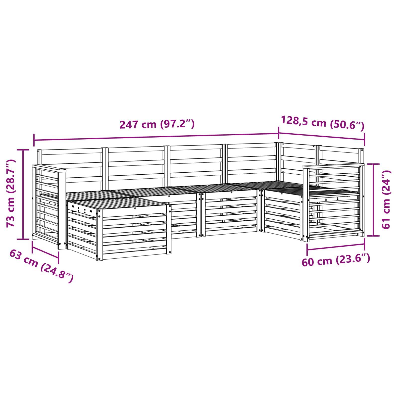 vidaXL Outdoor-Sofagarnitur 6 pcs Weiß Polyester