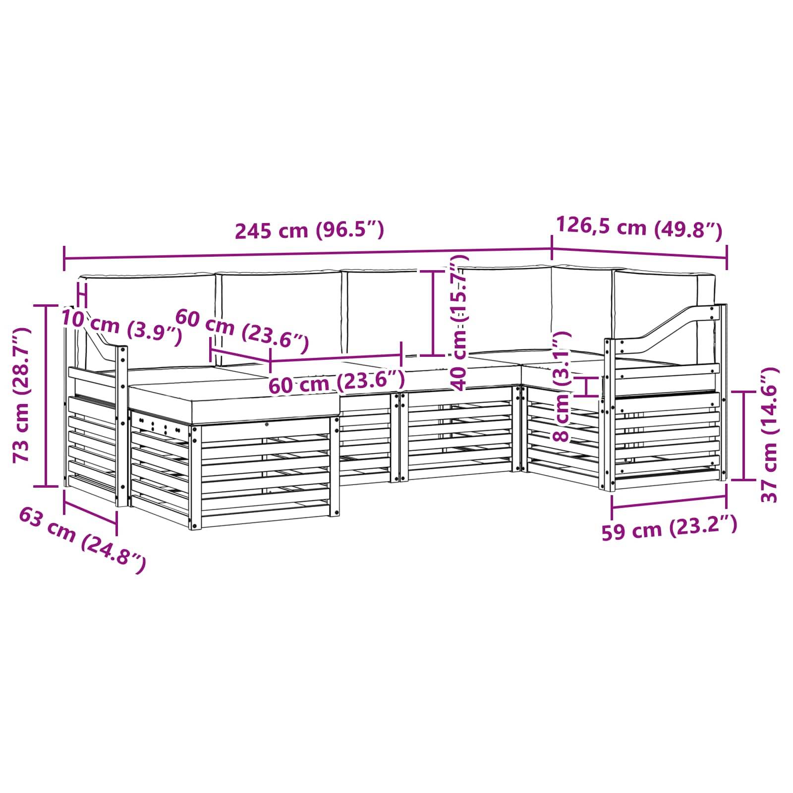 vidaXL Outdoor-Sofagarnitur 6 pcs Weiß und Creme Polyester