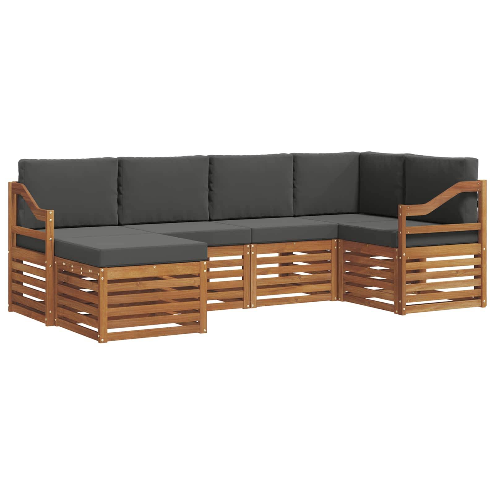 vidaXL Ecksofa Set 6 pcs Natur und Anthrazit Massivholz Akazie