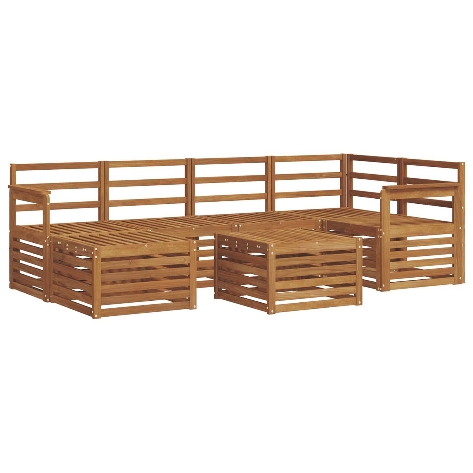 vidaXL Ecksofa Set 7 pcs Natur Massivholz Akazie