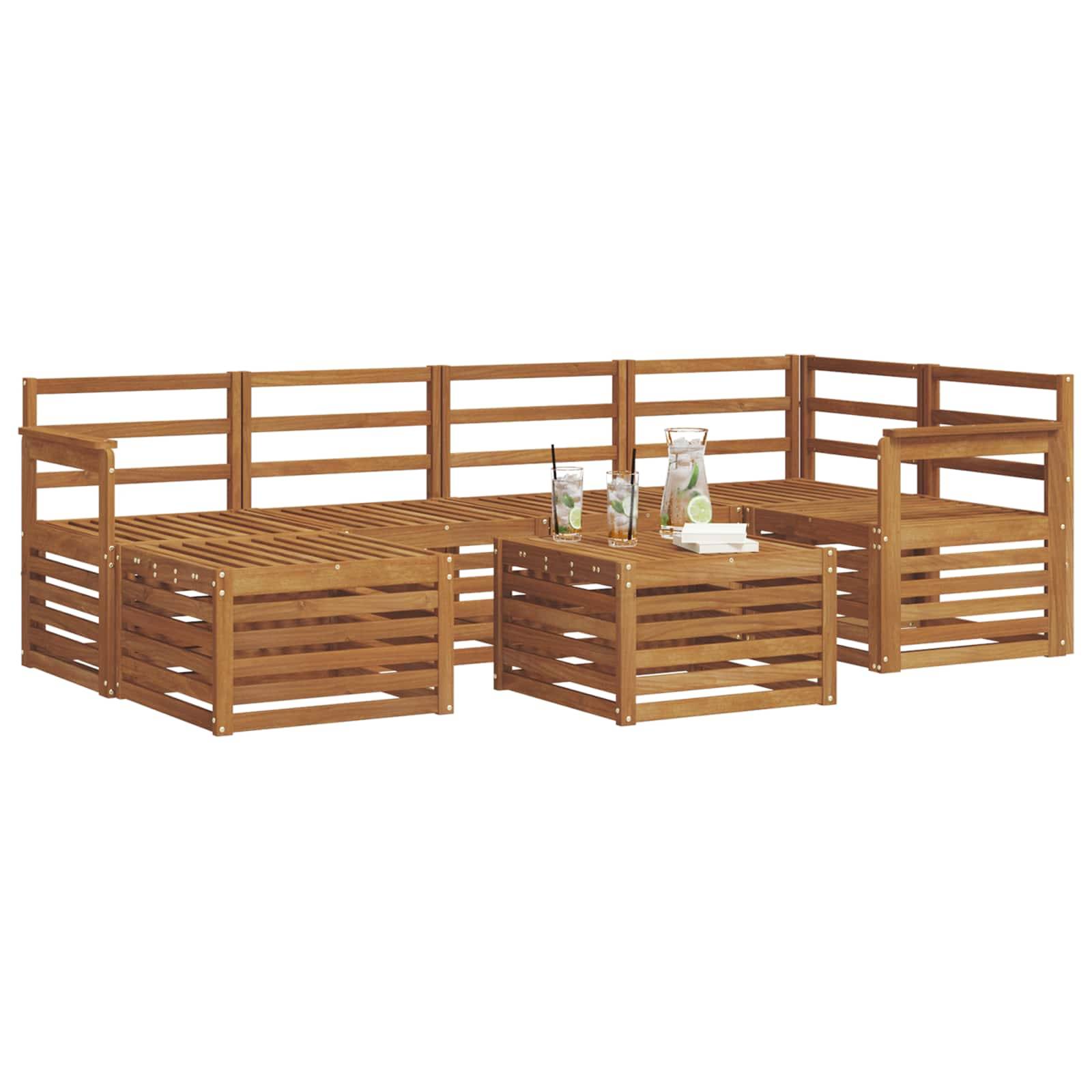 vidaXL Ecksofa Set 7 pcs Natur Massivholz Akazie