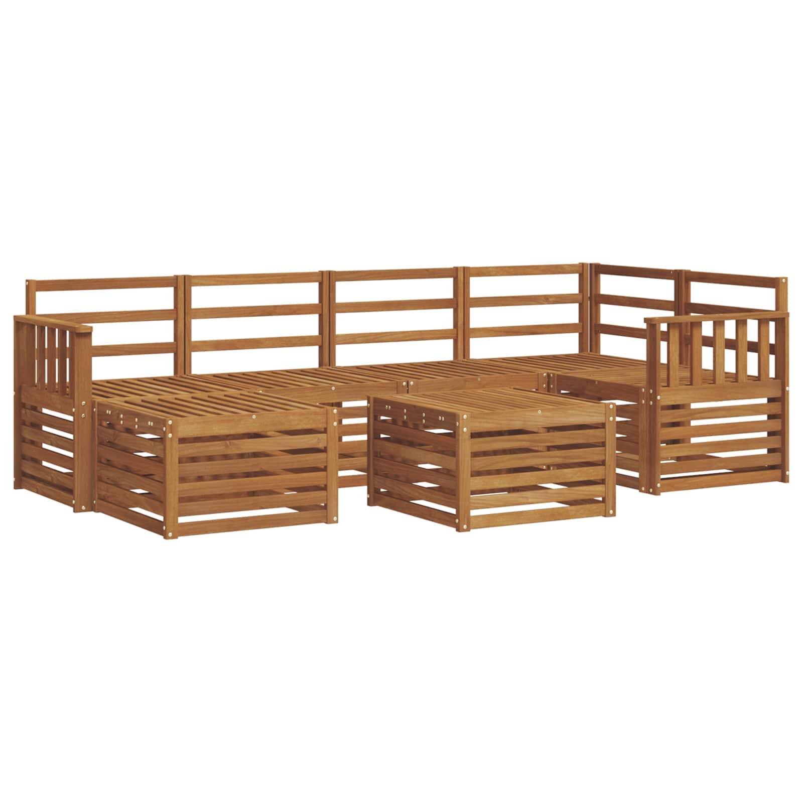 vidaXL Ecksofa Set 7 pcs Natur Massivholz Akazie