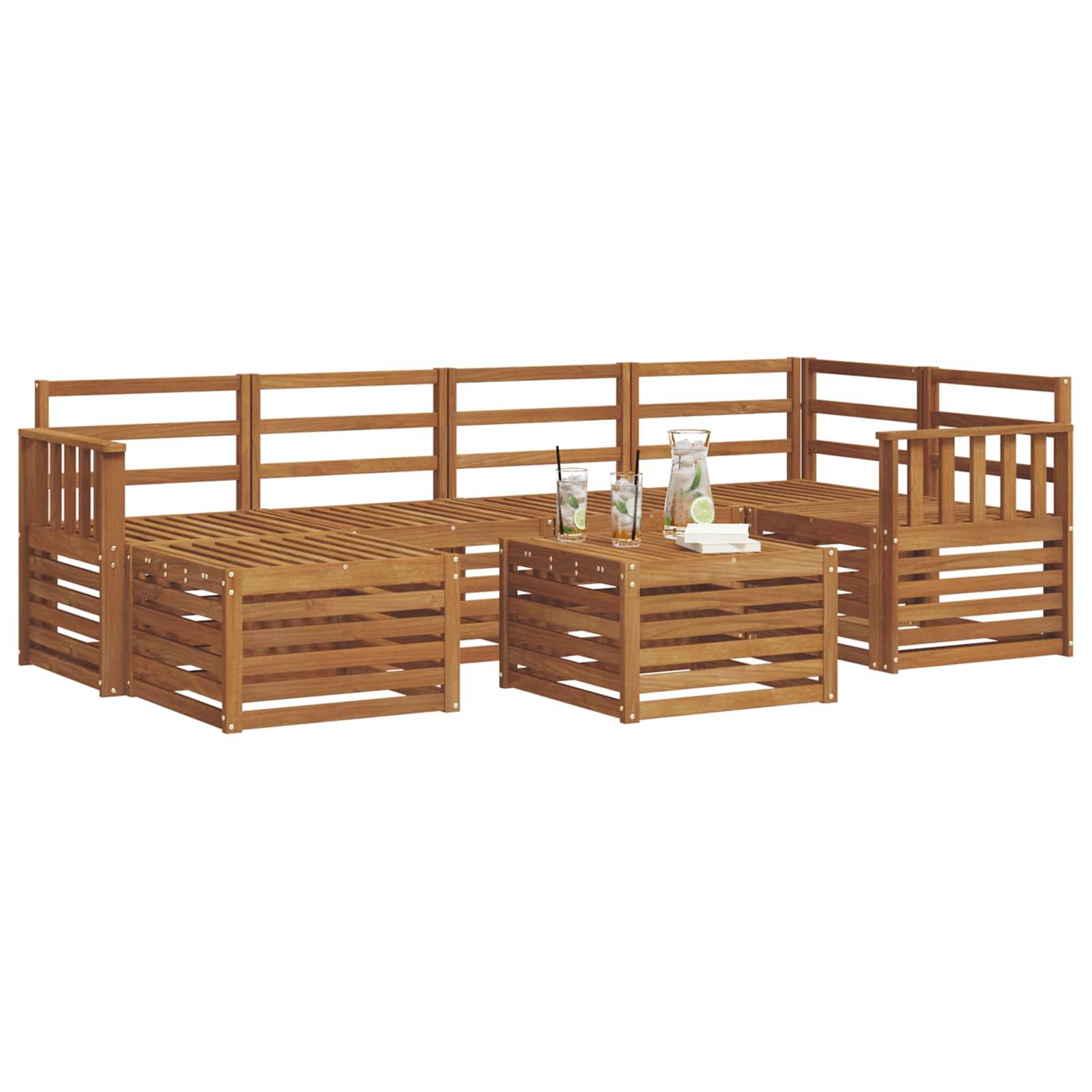 vidaXL Ecksofa Set 7 pcs Natur Massivholz Akazie