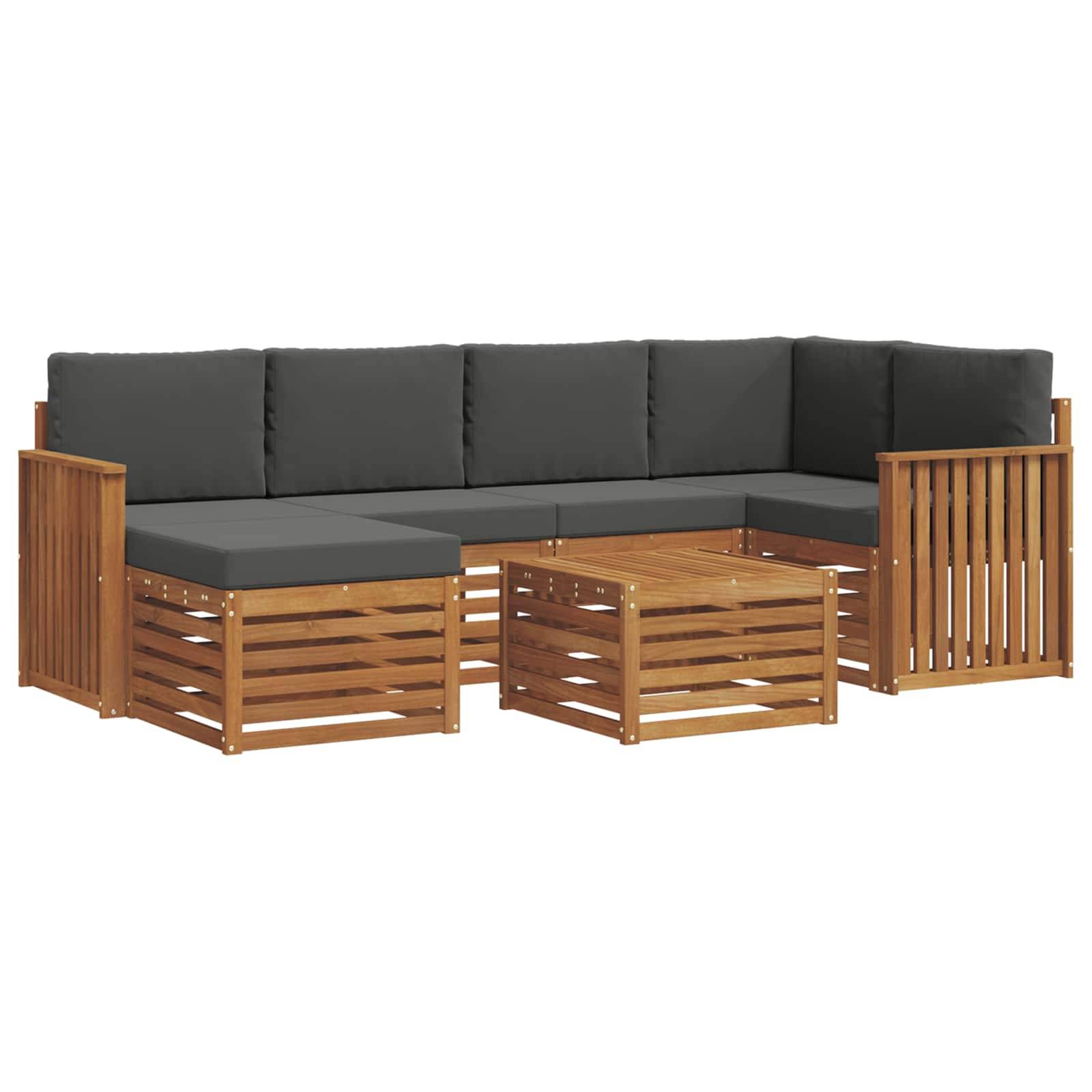 vidaXL Ecksofa Set 7 pcs Natur und Anthrazit Massivholz Akazie
