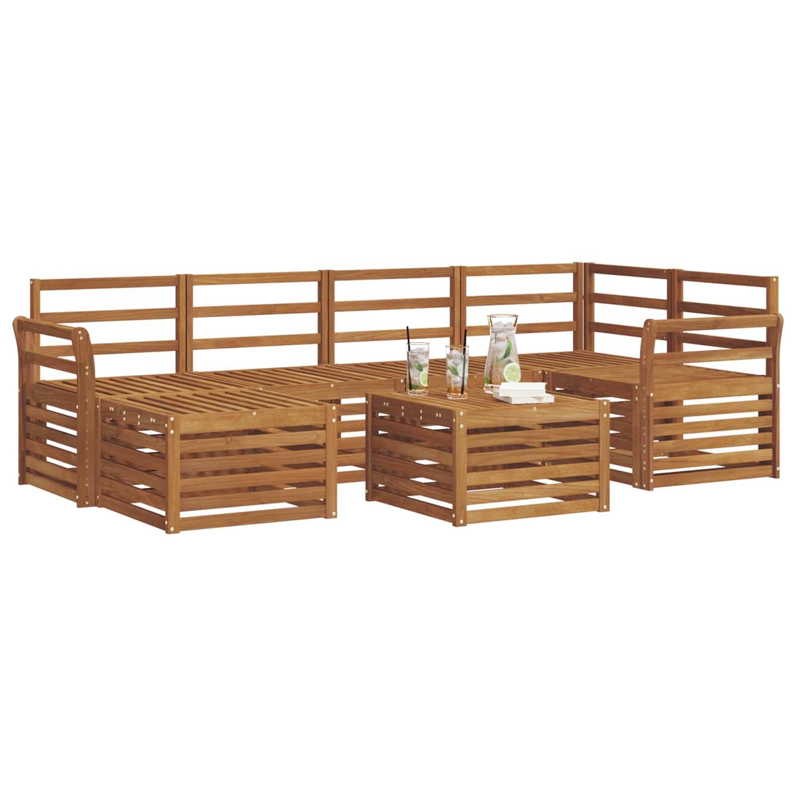 vidaXL Ecksofa Set 7 pcs Natur Massivholz Akazie