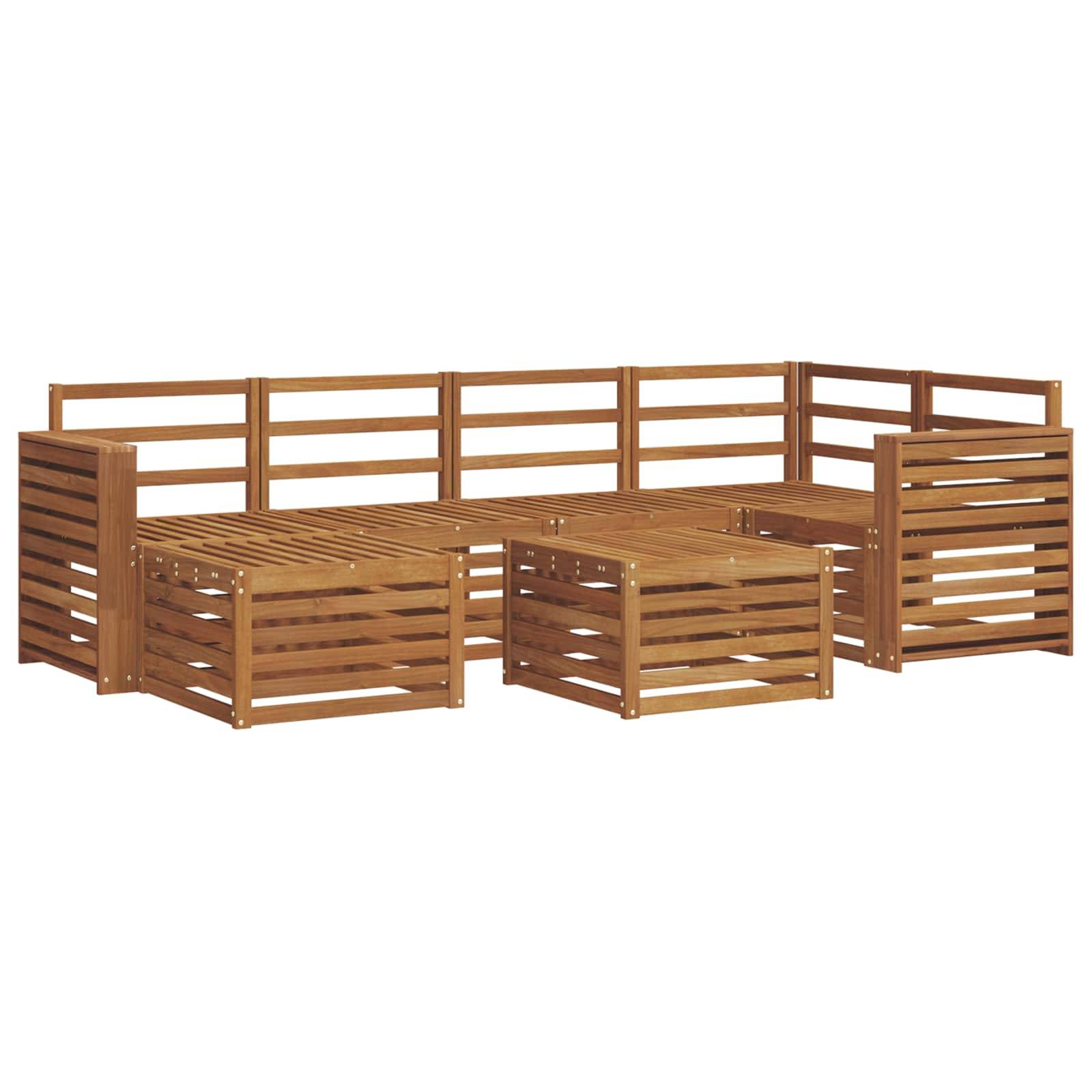 vidaXL Ecksofa Set 7 pcs Natur Massivholz Akazie