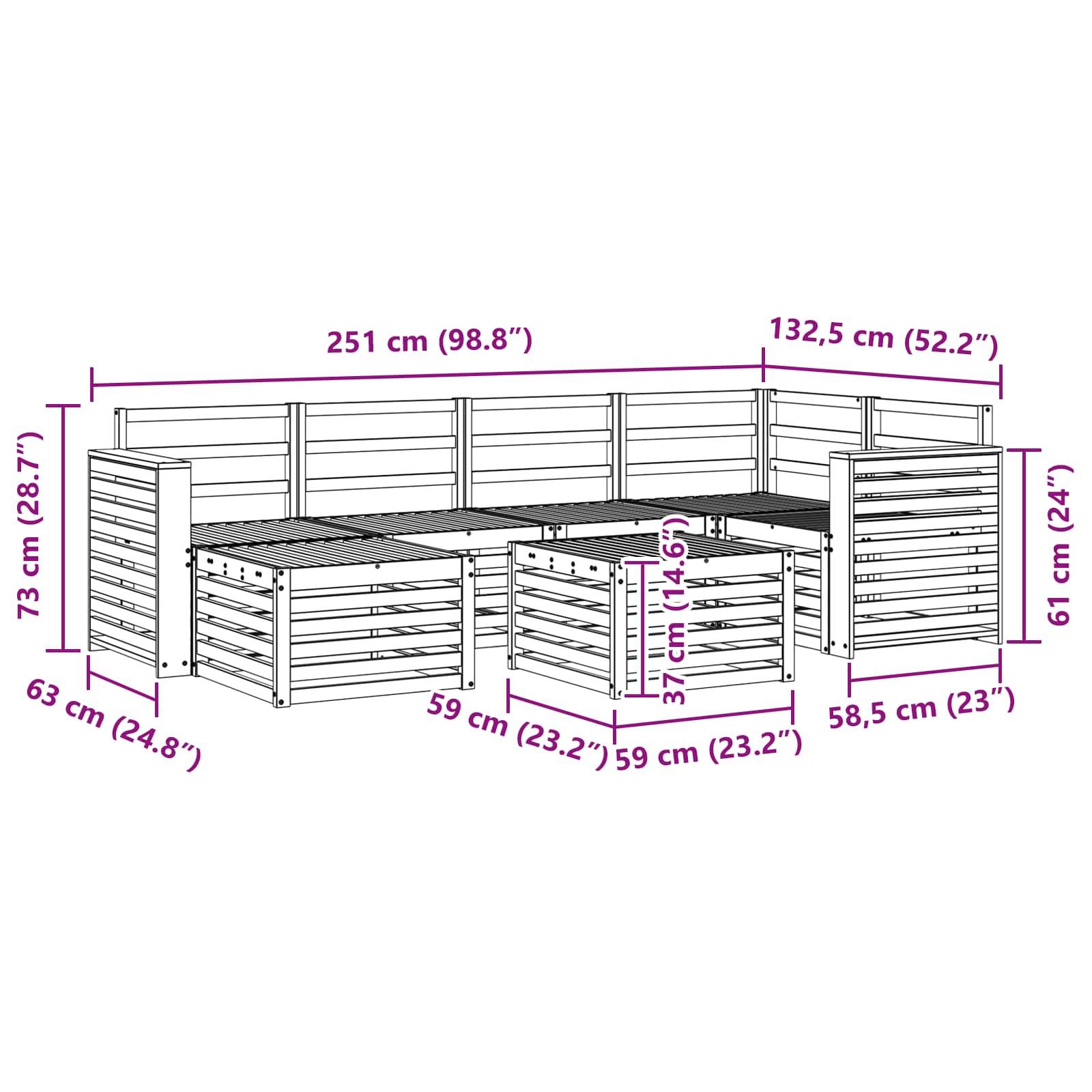 vidaXL Outdoor-Sofagarnitur 7 pcs Weiß Polyester