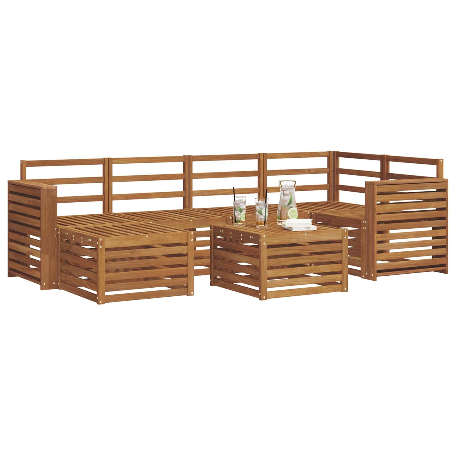 vidaXL Ecksofa Set 7 pcs Natur Massivholz Akazie