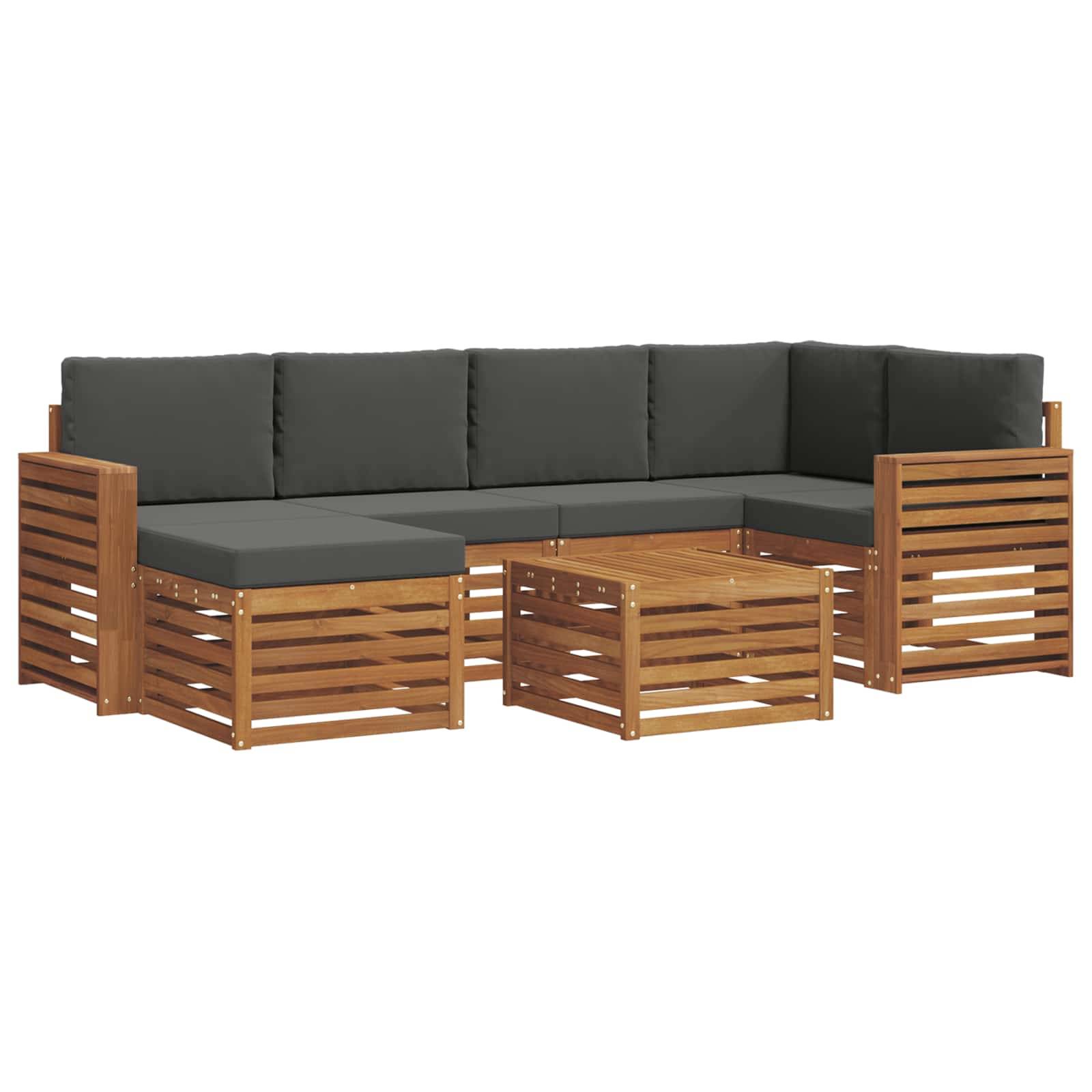 vidaXL Ecksofa Set 7 pcs Natur und Anthrazit Massivholz Akazie