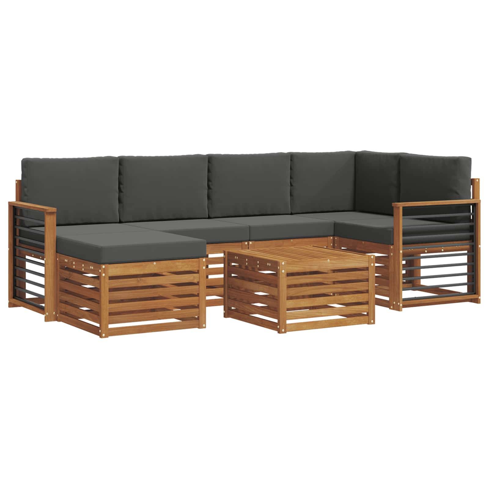 vidaXL Ecksofa Set 7 pcs Natur und Anthrazit Massivholz Akazie