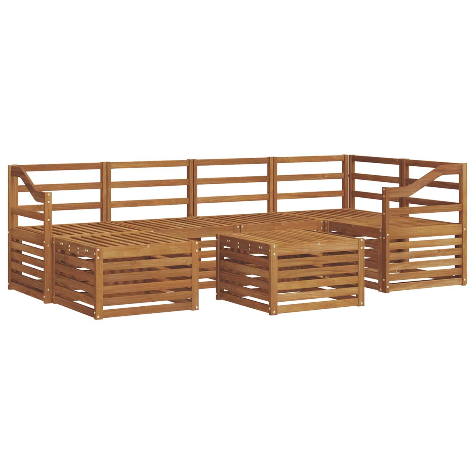vidaXL Ecksofa Set 7 pcs Natur Massivholz Akazie