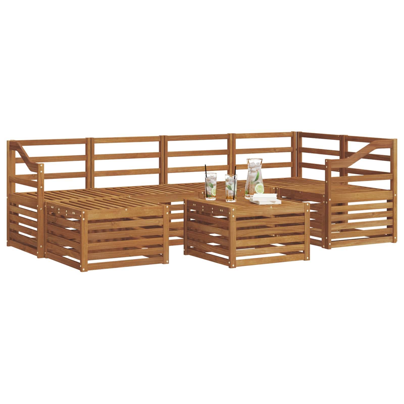vidaXL Ecksofa Set 7 pcs Natur Massivholz Akazie