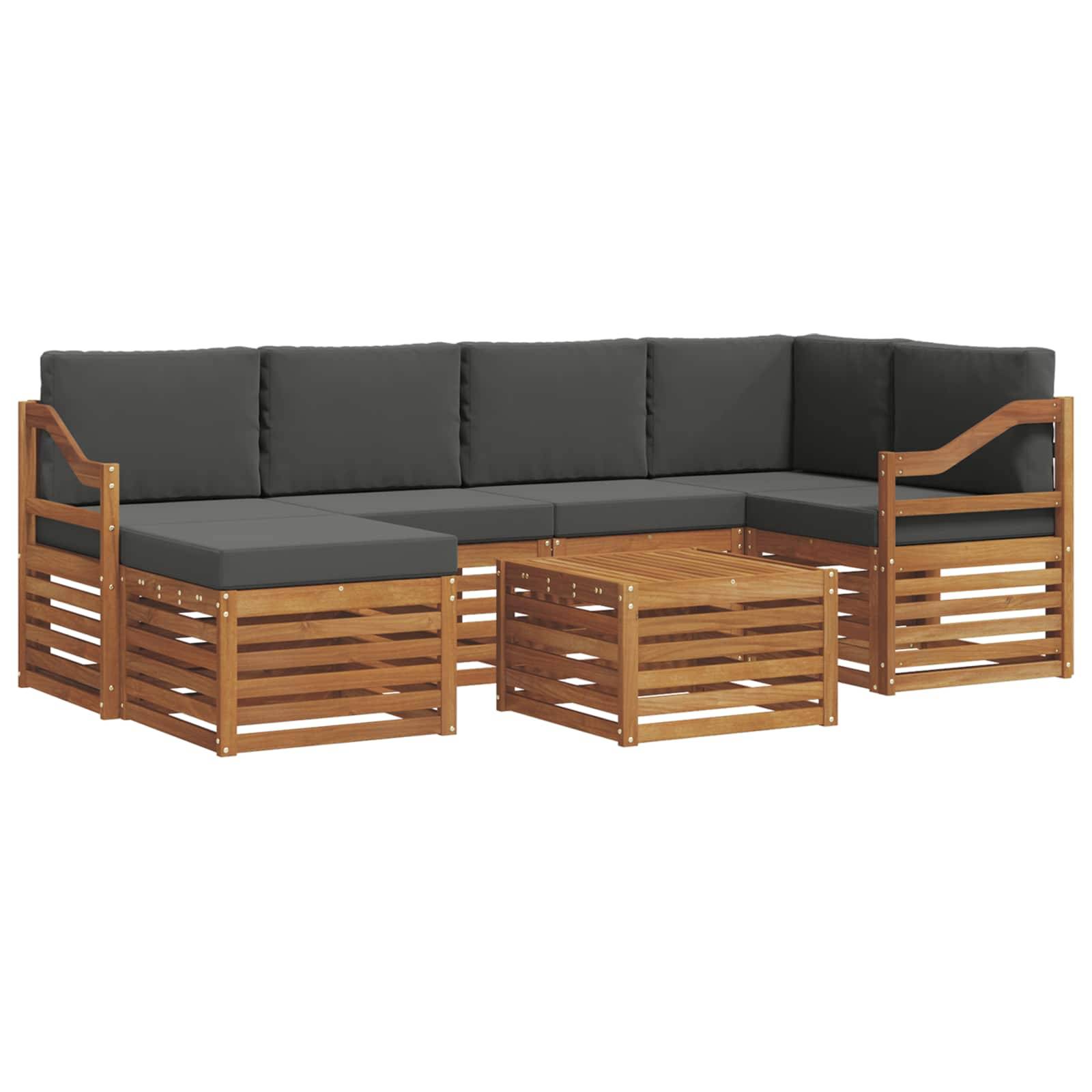 vidaXL Ecksofa Set 7 pcs Natur und Anthrazit Massivholz Akazie