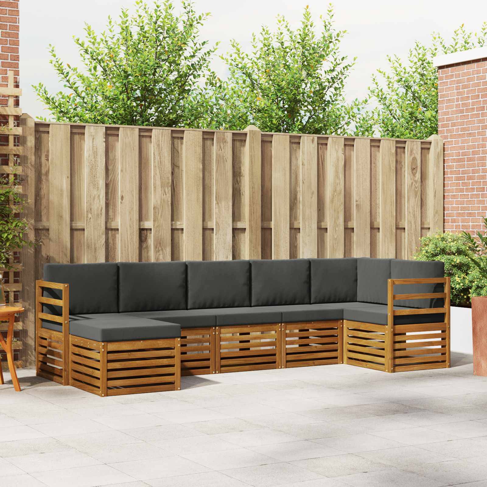 vidaXL Ecksofa Set 7 pcs Natur und Anthrazit Massivholz Akazie